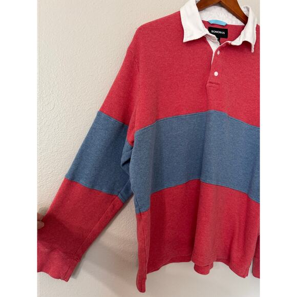 Bonobos‎ Red and Blue Thermal Collared Long Sleeve Shirt Size XL - Picture 3 of 5